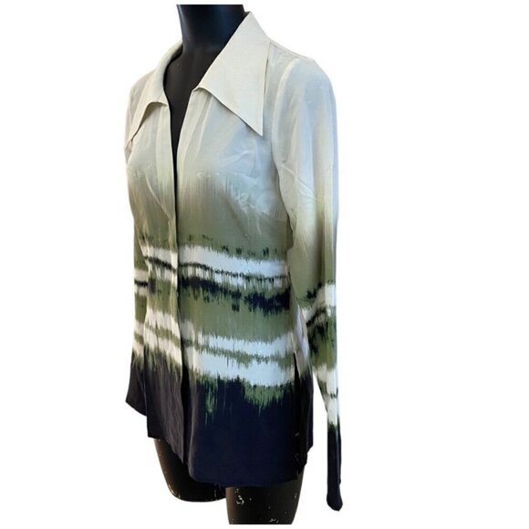 NEW BEC & BRIDGE Longline Riptide Green Ombre Silk Top Size Small - Picture 3 of 8